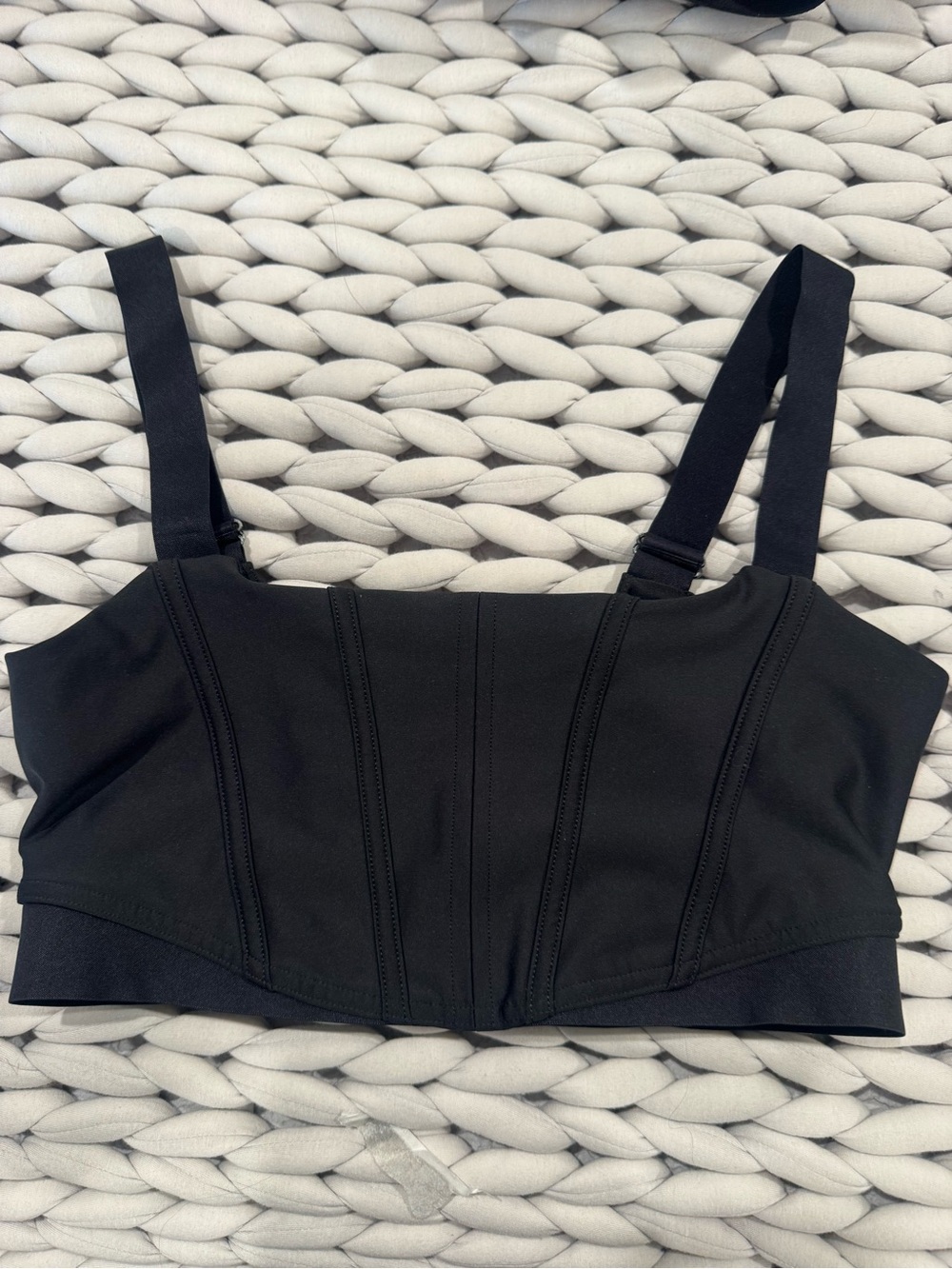 ALO Yoga Black Structured Crop Bralette with Wide Straps